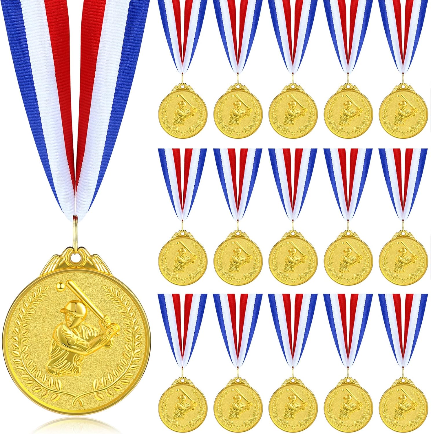 Henoyso 24 medallas de premio de béisbol para niños, medallas de oro de béisbol, medallas de premio, premios de béisbol de aleación de zinc, premios