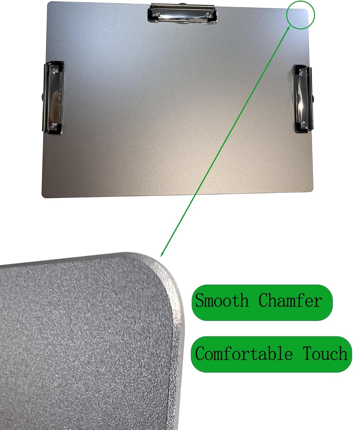 Portapapeles de paisaje de tres clips, tablero de clip de metal con soporte para bolígrafo, portapapeles de aluminio de 11 x 17 pulgadas, tablero de