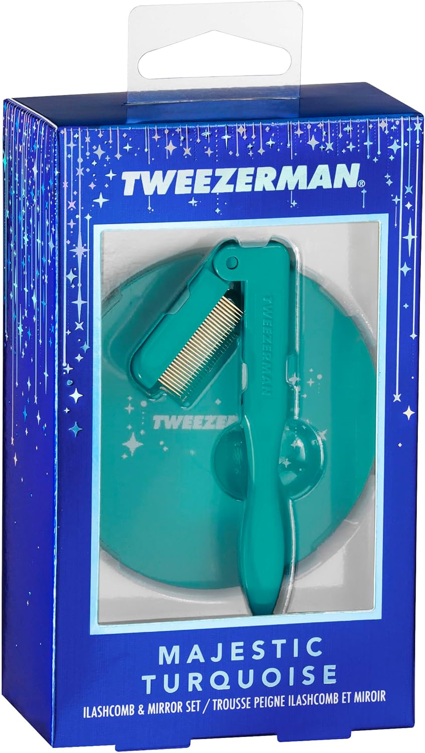 Tweezerman Majestic – Juego de espejo y peine iLashcomb turquesa