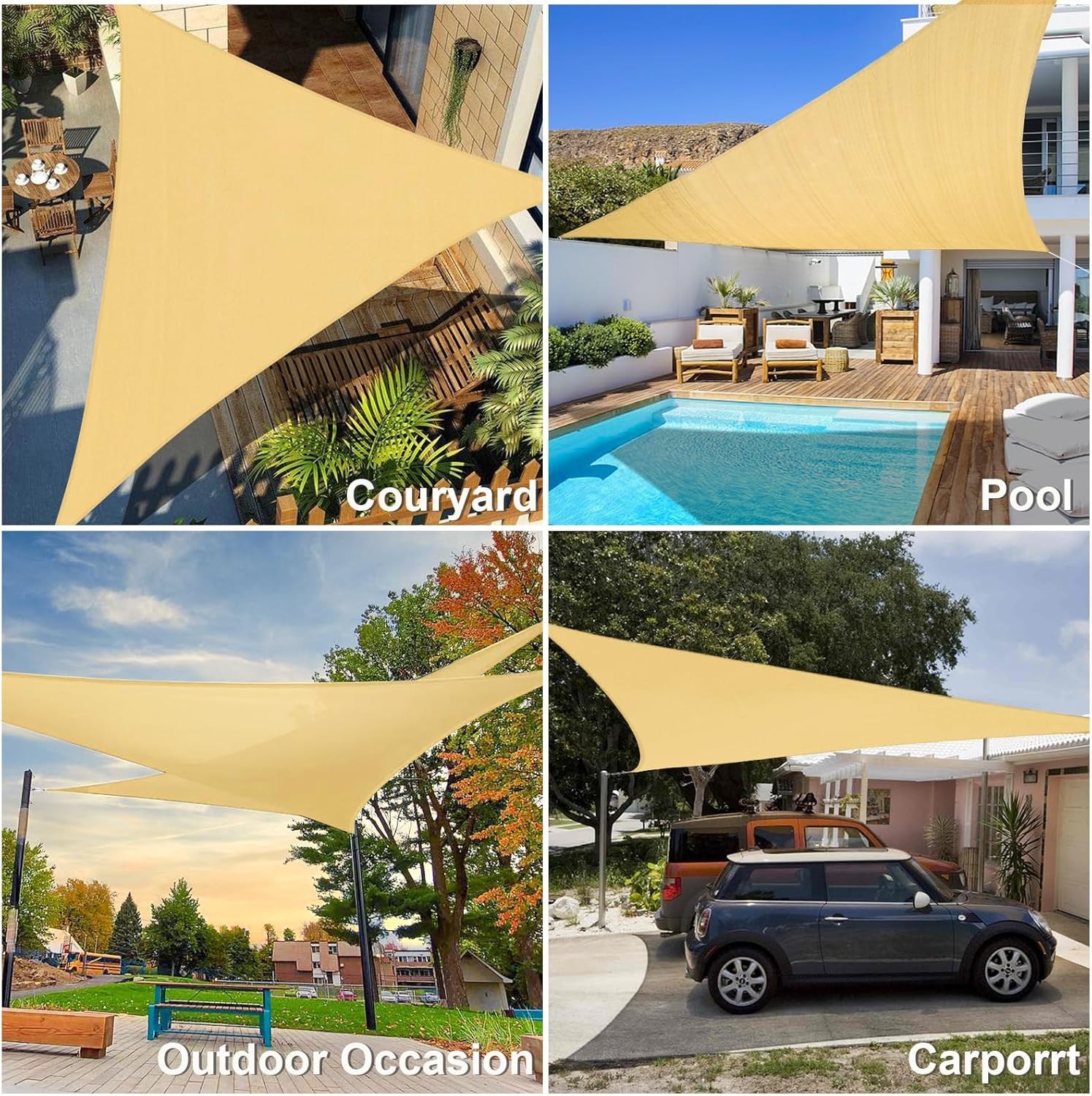 Amagenix – Toldo triangular para exteriores, toldo de sombra para exteriores, 12 x 12 x 12 x 12 pies, toldo con bloqueo UV para patio al aire libre,