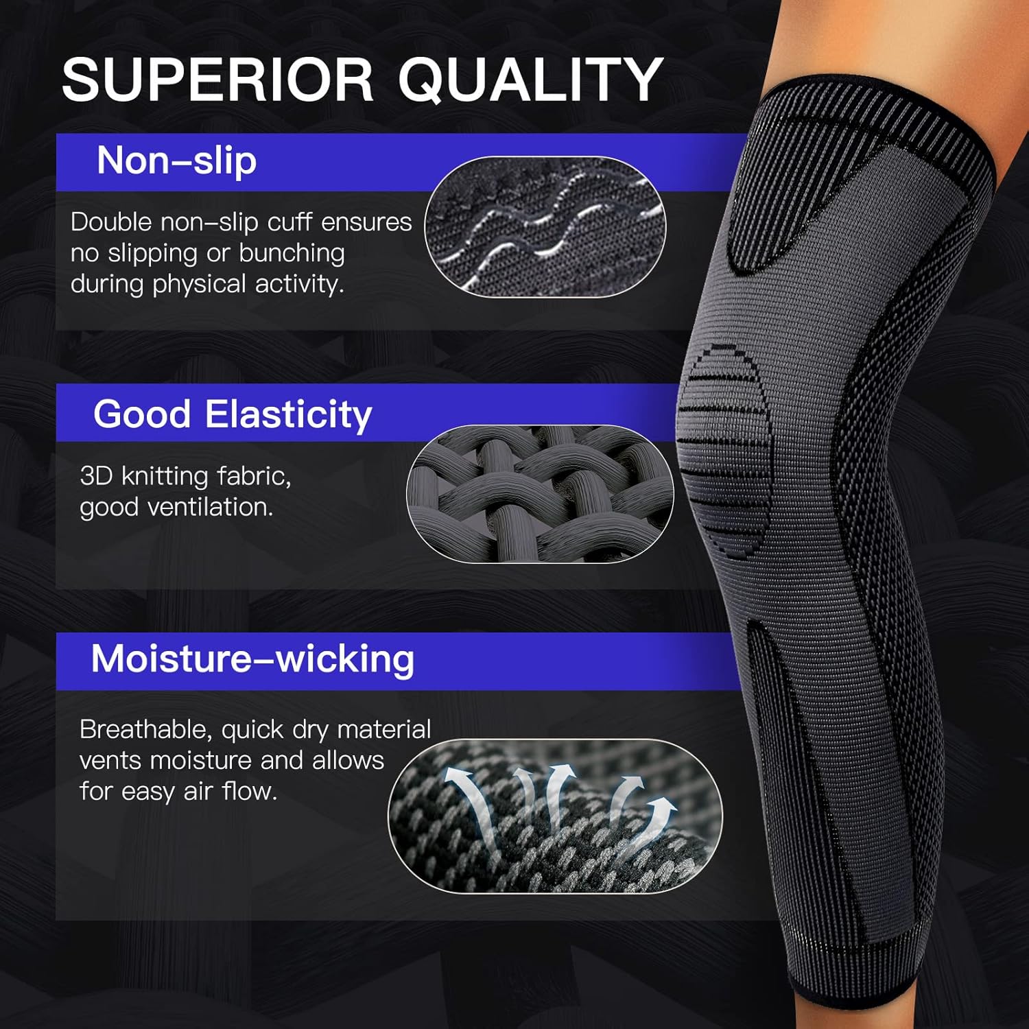 Mangas de compresión de pierna completa para hombres y mujeres, rodillera larga, protector de soporte para correr, baloncesto, ciclismo, deporte,