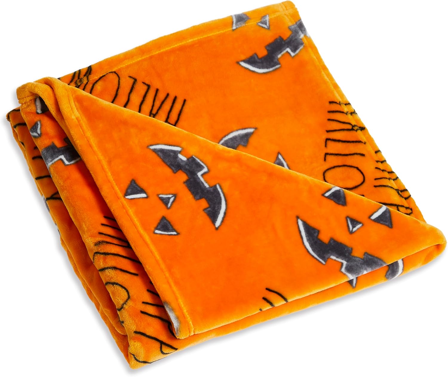 Rae Dunn Manta suave y decorativa para cama o sofá, mantas acogedoras para sofá, manta de felpa suave bordada Happy Halloween, 50 x 70 pulgadas