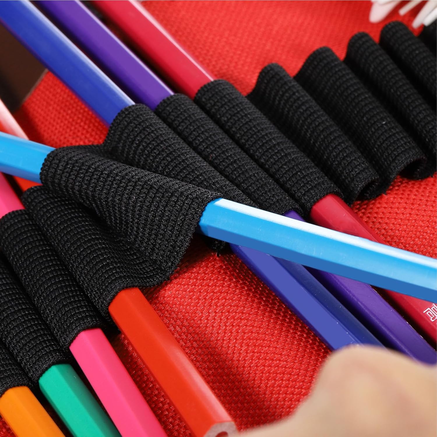 PATIKIL Estuche enrollable hecho a mano con 36 ranuras, estuche de tela Oxford para lápices, organizador para dibujar, colorear, bocetos, azul