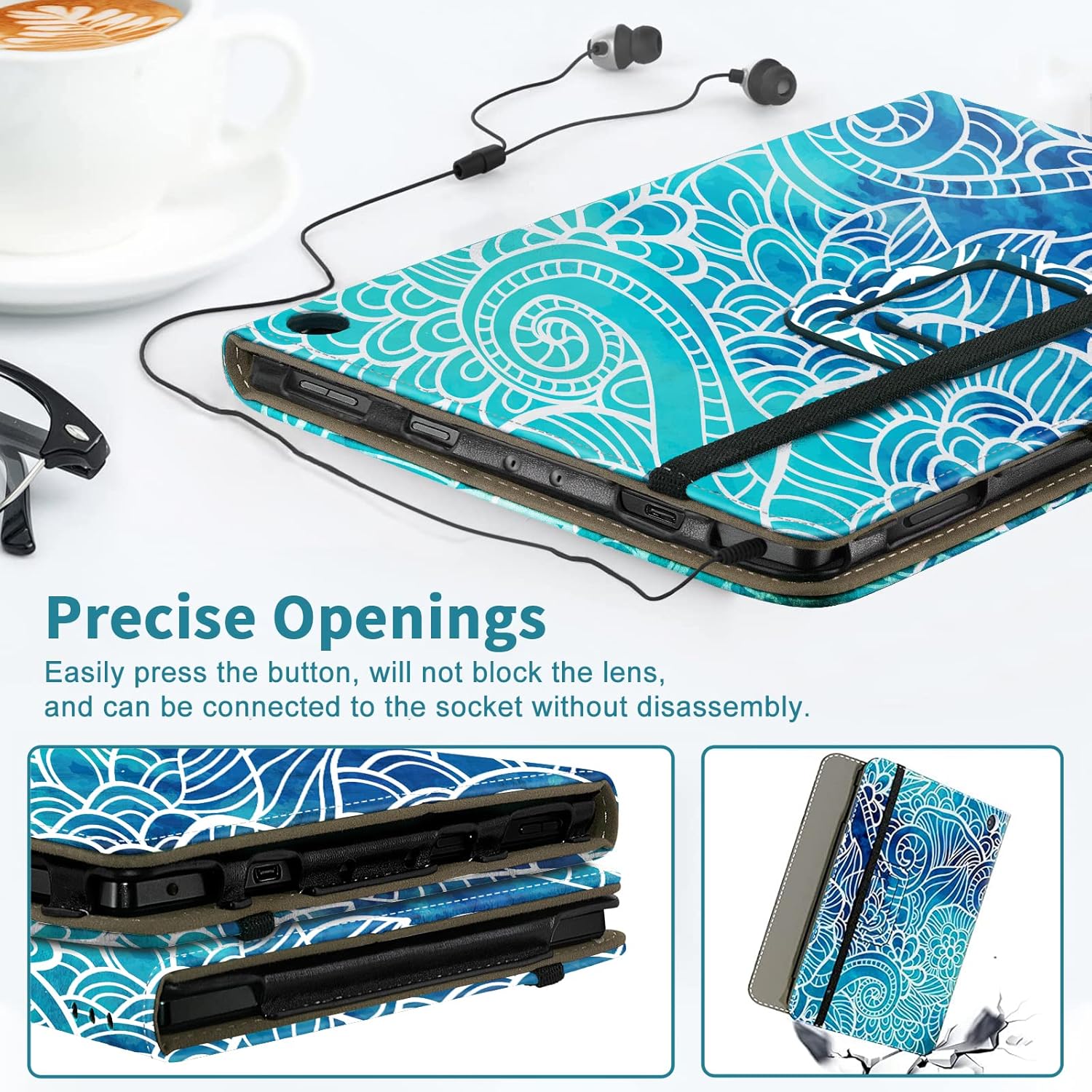 VORI Funda para tableta Tienda Fire HD 10 (11 generación 2021) y Fire HD 10 Plus, funda plegable delgada con función de encendidoapagado y correa de