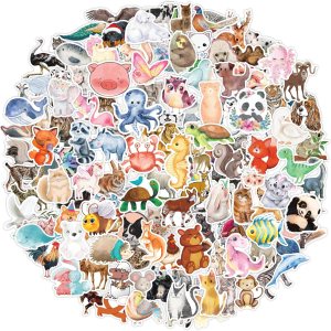 160 calcomanías de animales lindos para niños, calcomanías de animales de acuarela de dibujos animados para botella de aguaportátil, calcomanías de 160 calcomanías de animales lindos para niños, calcomanías de animales de acuarela de dibujos animados para botella de aguaportátil, calcomanías de