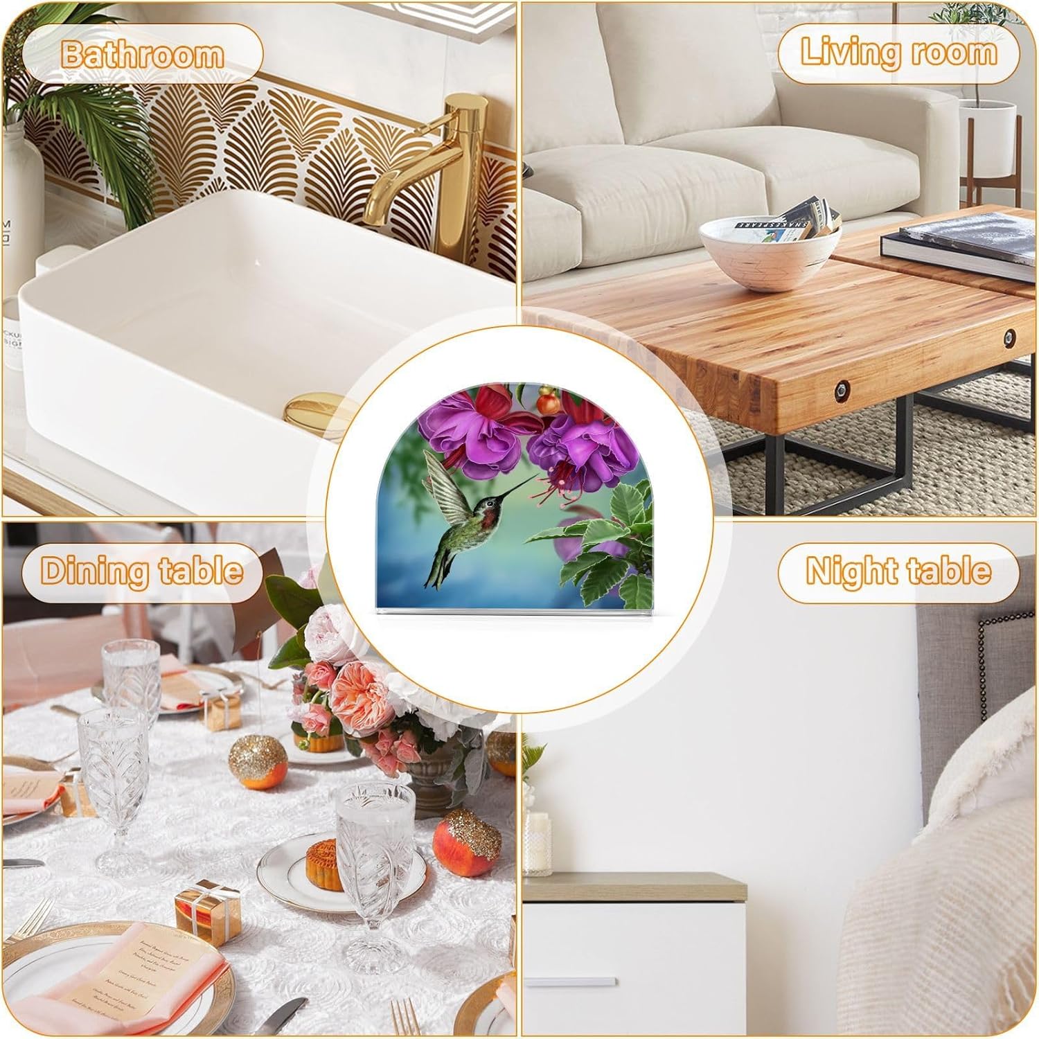 Servilleteros de acrílico transparente para mesas de colibríes, dispensador de servilletas de pie para cocina, mesa de comedor, dispensador de papel