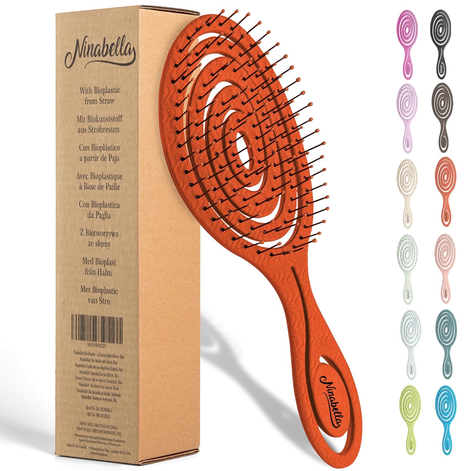 Ninabella – Cepillo orgánico desenredante para el cabello para mujeres, hombres y niños, no tira del cabello, alisador de cabello para cabello liso,