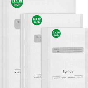 Syntus Bolsas selladoras al vacío, 150 galones de 11 x 16 pulgadas y cuartos de galón de 8 x 12 pulgadas y pinta de 6 x 10 pulgadas, bolsa de Syntus Bolsas selladoras al vacío, 150 galones de 11 x 16 pulgadas y cuartos de galón de 8 x 12 pulgadas y pinta de 6 x 10 pulgadas, bolsa de