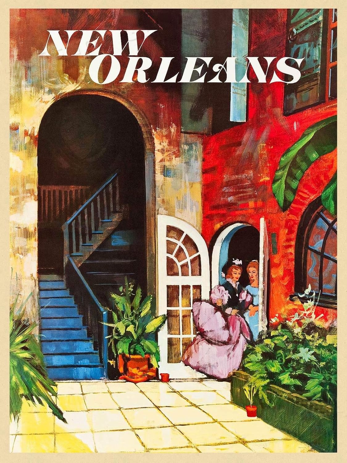 Imán de Nueva Orleans estilo vintage de los años 60 imán de viaje de vinilo magnético para taquillas, coches, letreros, refrigerador de 5 pulgadas