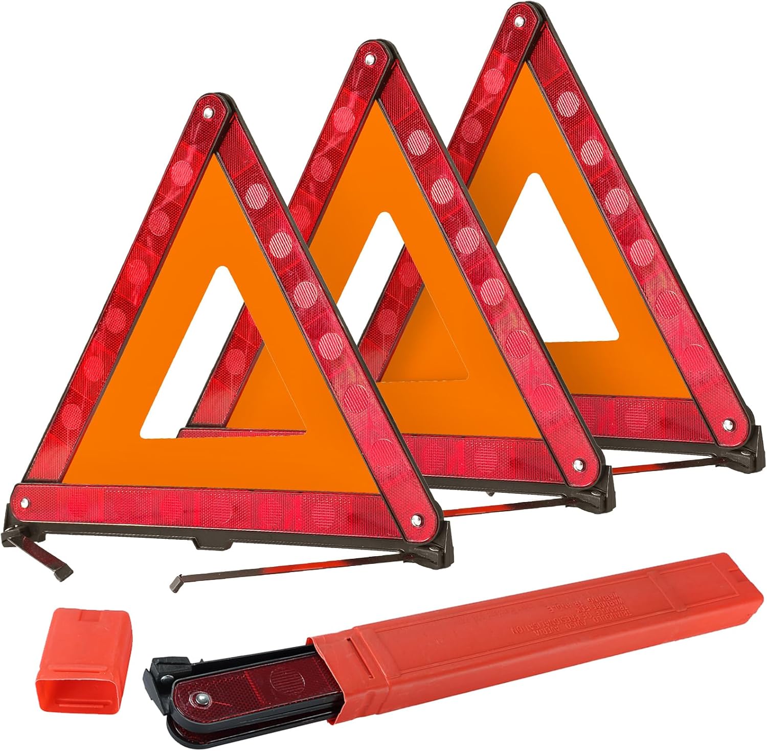 DASBET Triángulos de advertencia de emergencia  Triángulo de seguridad en carretera, paquete de 3 triángulos reflectantes plegables de advertencia