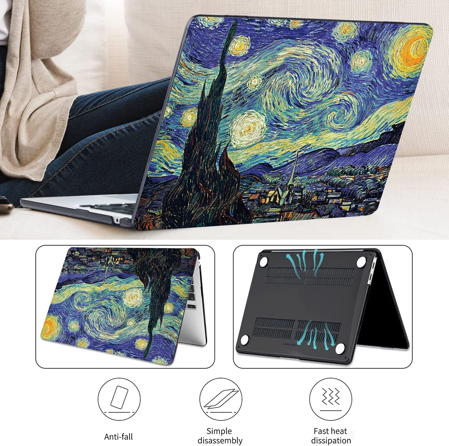 QCzyc Compatible con MacBook Air de 13 pulgadas 2022 2021 2020 2019 2018 M1 A2337 A2179 carcasa de plástico duro duradero y cubierta de teclado y