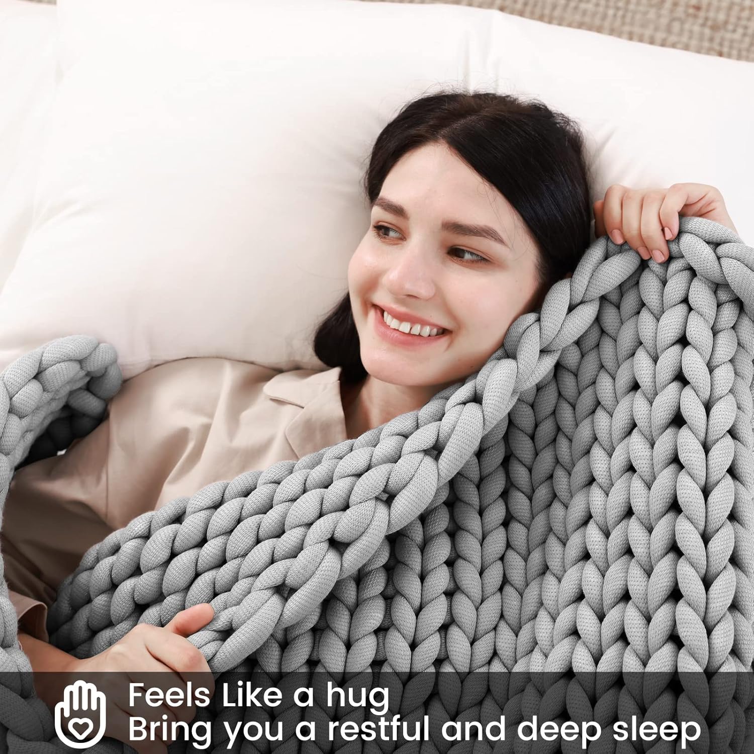 ZonLi Manta de punto con peso de 48 x 72 pulgadas, 15 libras, manta de punto grueso hecha a mano tamaño individual para dormir, decoración del hogar