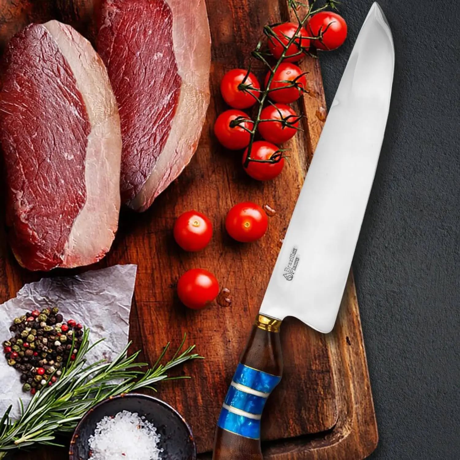 Brazilian Flame Cuchillo de chef – Picanha Blue 10″