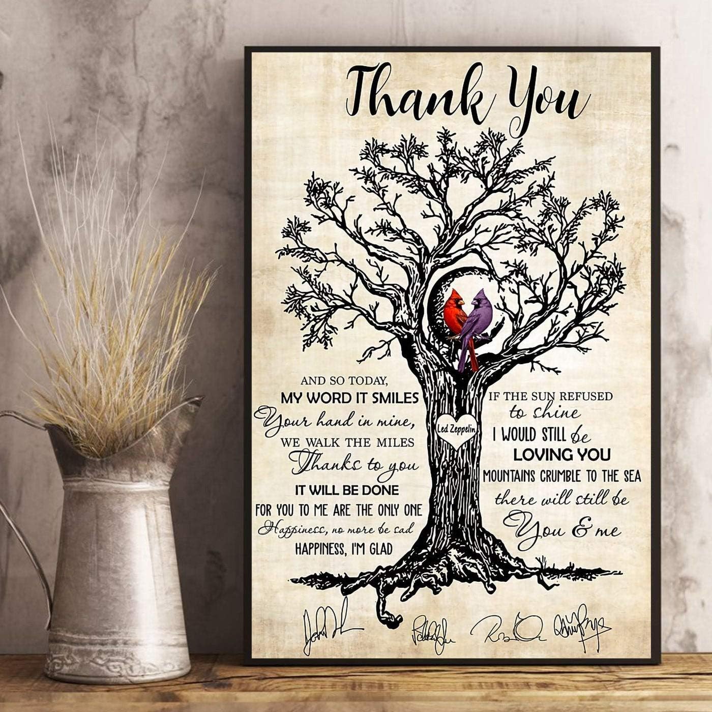 Hunter Direct Cartel con texto en inglés “Thank You Led Zeppelin”, carteles para el hogar, póster vintage para el hogar, decoración del hogar,