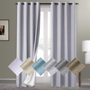100% Blackout Shield Cortinas de lino para oscurecer la habitación, cortinas para puerta lateral, extra anchas con aislamiento térmico, cortinas 100% Blackout Shield Cortinas de lino para oscurecer la habitación, cortinas para puerta lateral, extra anchas con aislamiento térmico, cortinas
