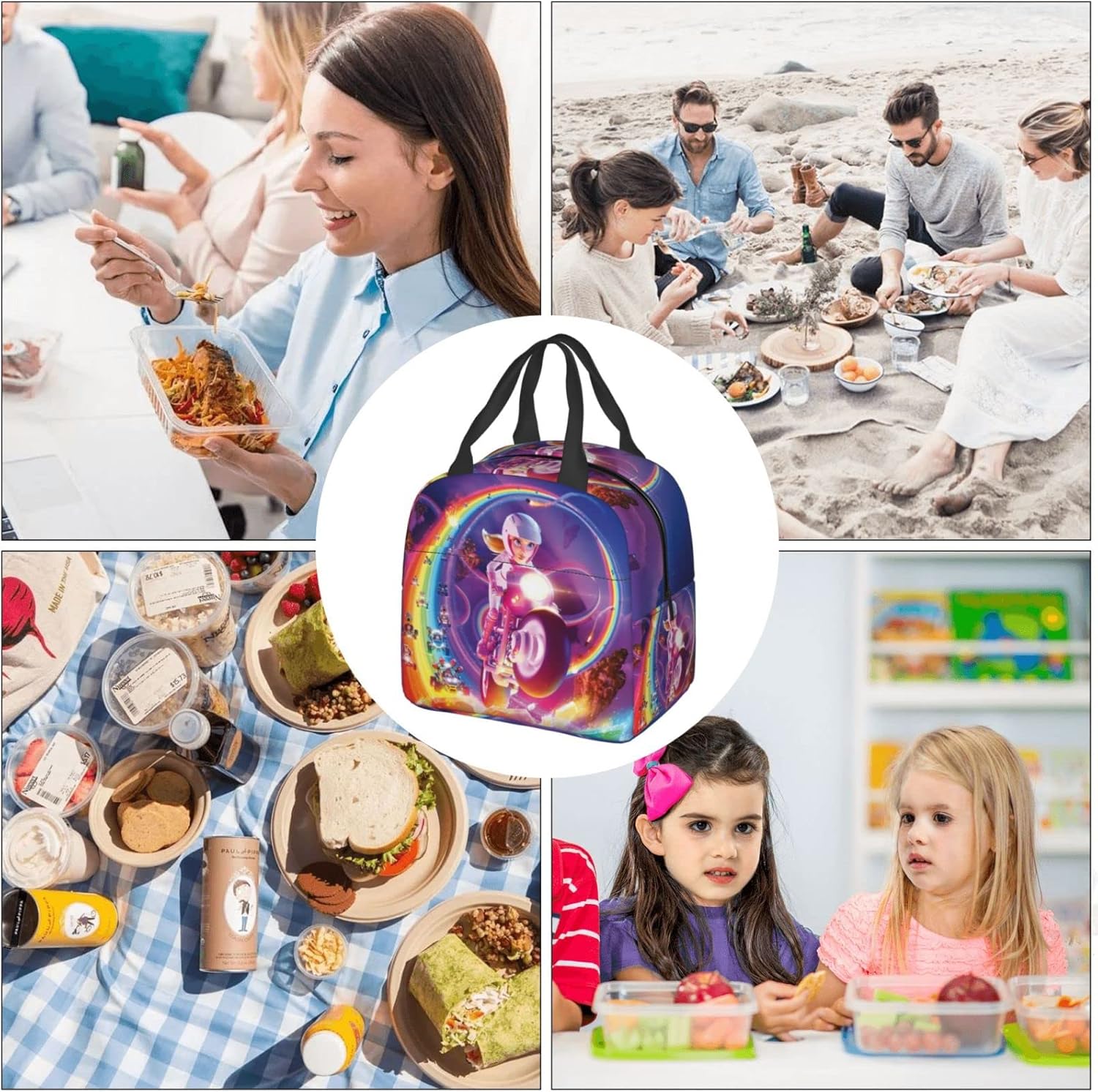 Lonchera impermeable aislada para el trabajo, picnic, viajes, reutilizable, de gran capacidad, bolsa de comida