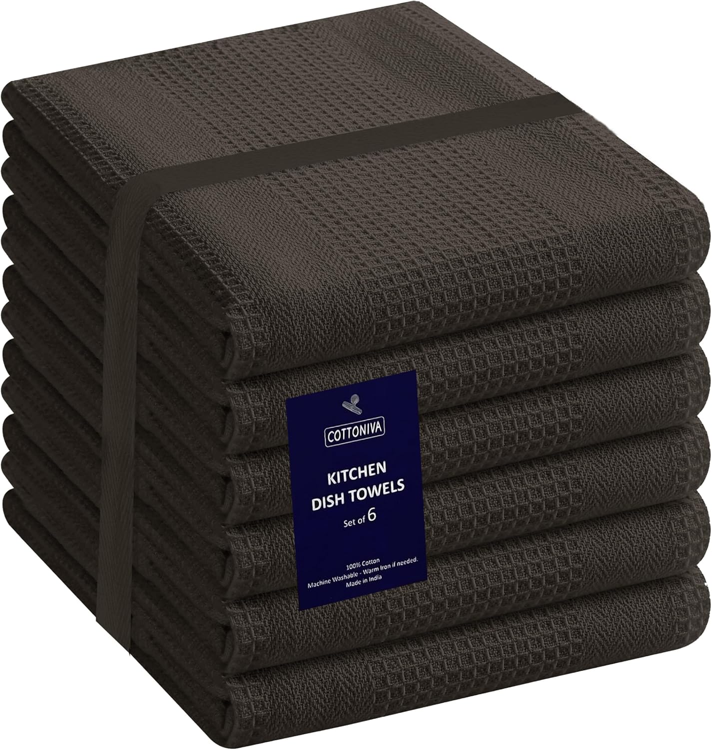 Juego de 6 toallas de cocina de punto gofre, paquete de 6 paños de cocina de algodón para secar platos de 16 x 28 pulgadas, toallas de mano de