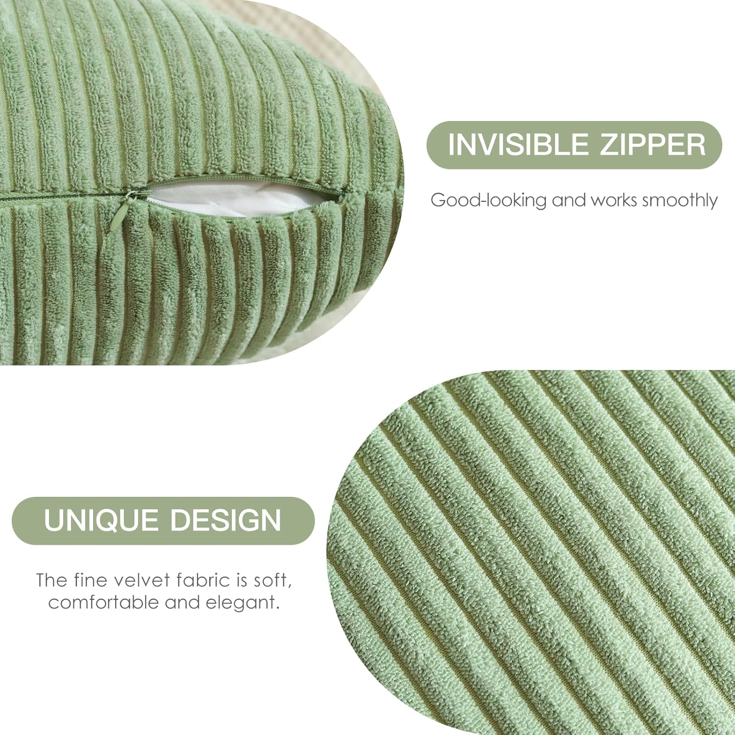 OTOSTAR Juego de 2 fundas de almohada decorativas bohemias de 16 x 24 pulgadas, de pana suave, a rayas lisas, fundas de almohada lumbares para sofá,