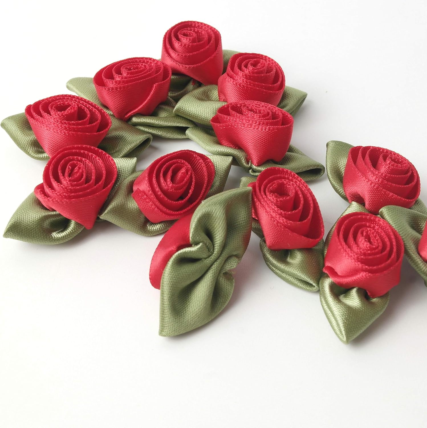 Micomon Mini lazos de cinta para manualidades, mini rosas, cinta de flores para manualidades, adorno artificial, apliques de costura para bricolaje