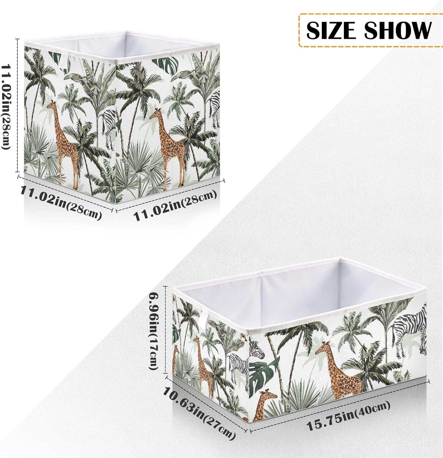 Giraffe – Cesta de almacenamiento con diseño de cebra, cuadrada, plegable, cubos de almacenamiento para guardería, organizador para oficina en casa