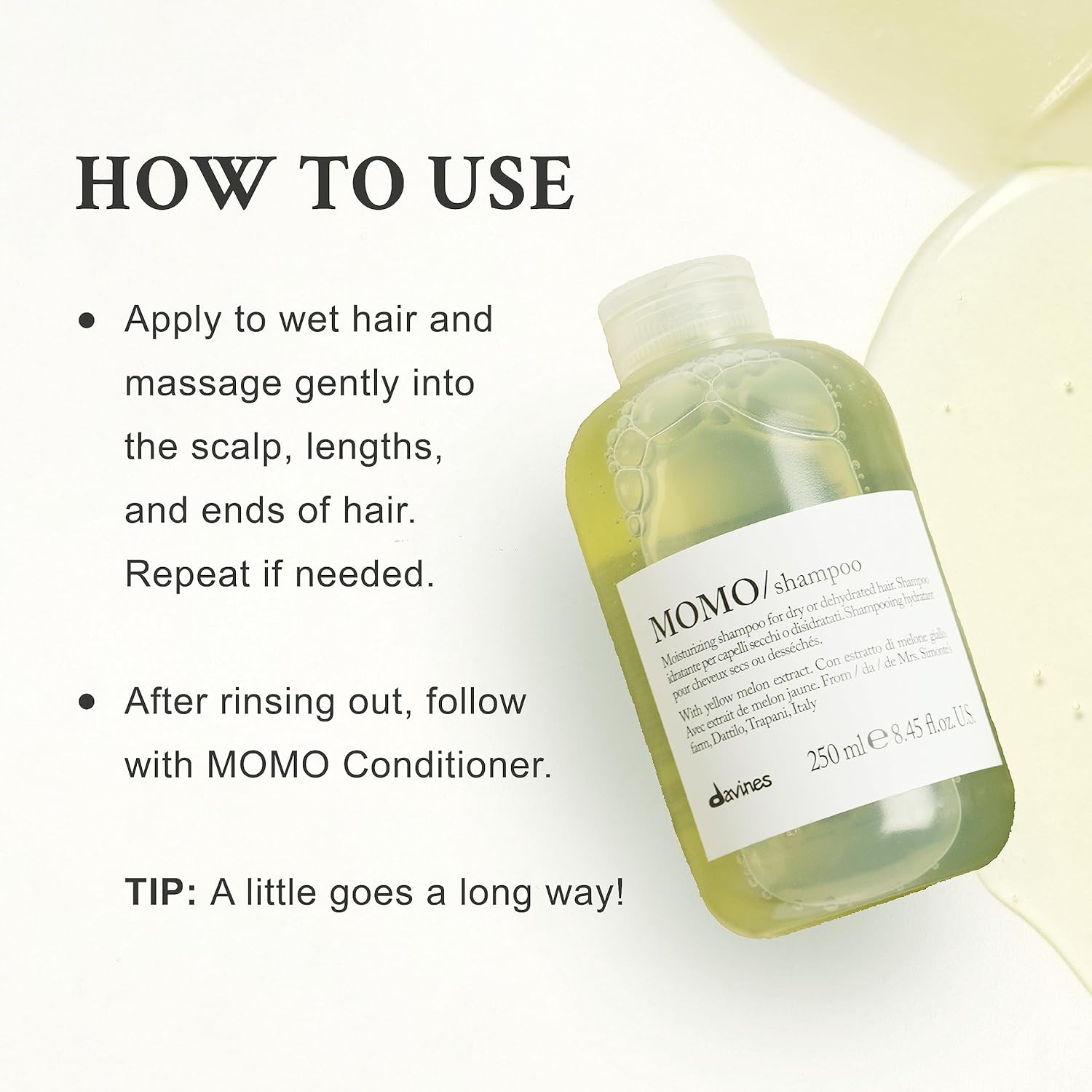 Davines MOMO Champú y acondicionador hidratante para cabello seco y deshidratado, añade suavidad y brillo, fórmula desenredante
