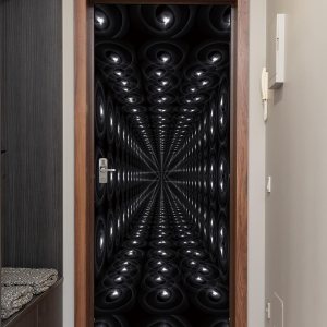 FLFK Adhesivo mural para puerta, espacio negro, despegar y pegar, tamaño combinado 32 x 80 pulgadas, dividido en 2 piezas FLFK Adhesivo mural para puerta, espacio negro, despegar y pegar, tamaño combinado 32 x 80 pulgadas, dividido en 2 piezas