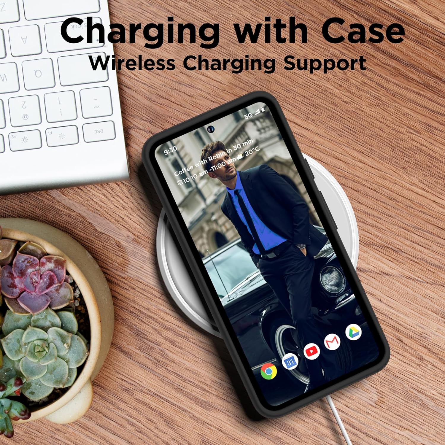 Compatible con Pixel 8, funda de silicona líquida, funda protectora de cuerpo completo a prueba de golpes, forro de microfibra suave, funda delgada