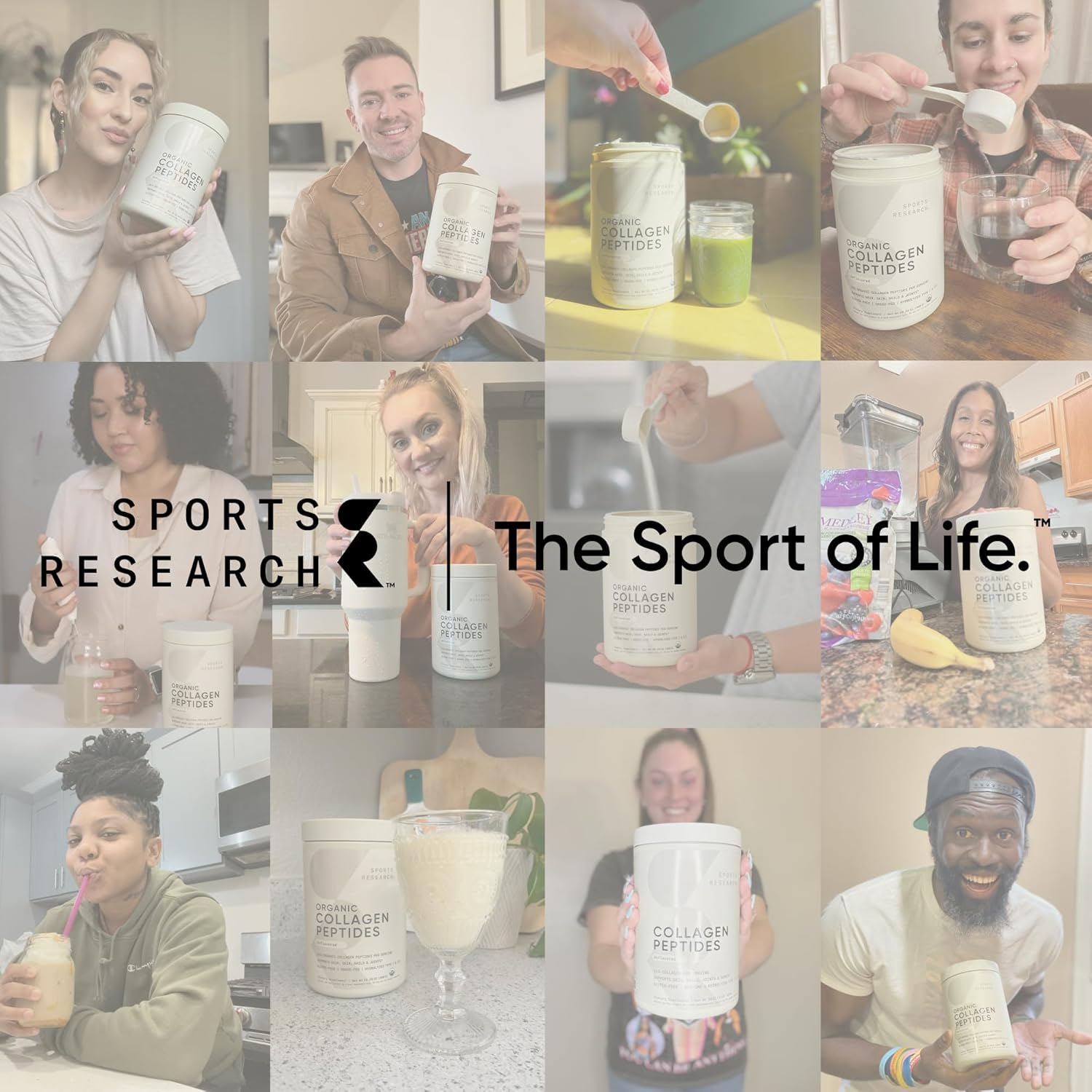 Sports Research Polvo de colágeno orgánico – Proteína de colágeno hidrolizada tipo I y III – USDA orgánico, sin gluten, de origen sostenible,