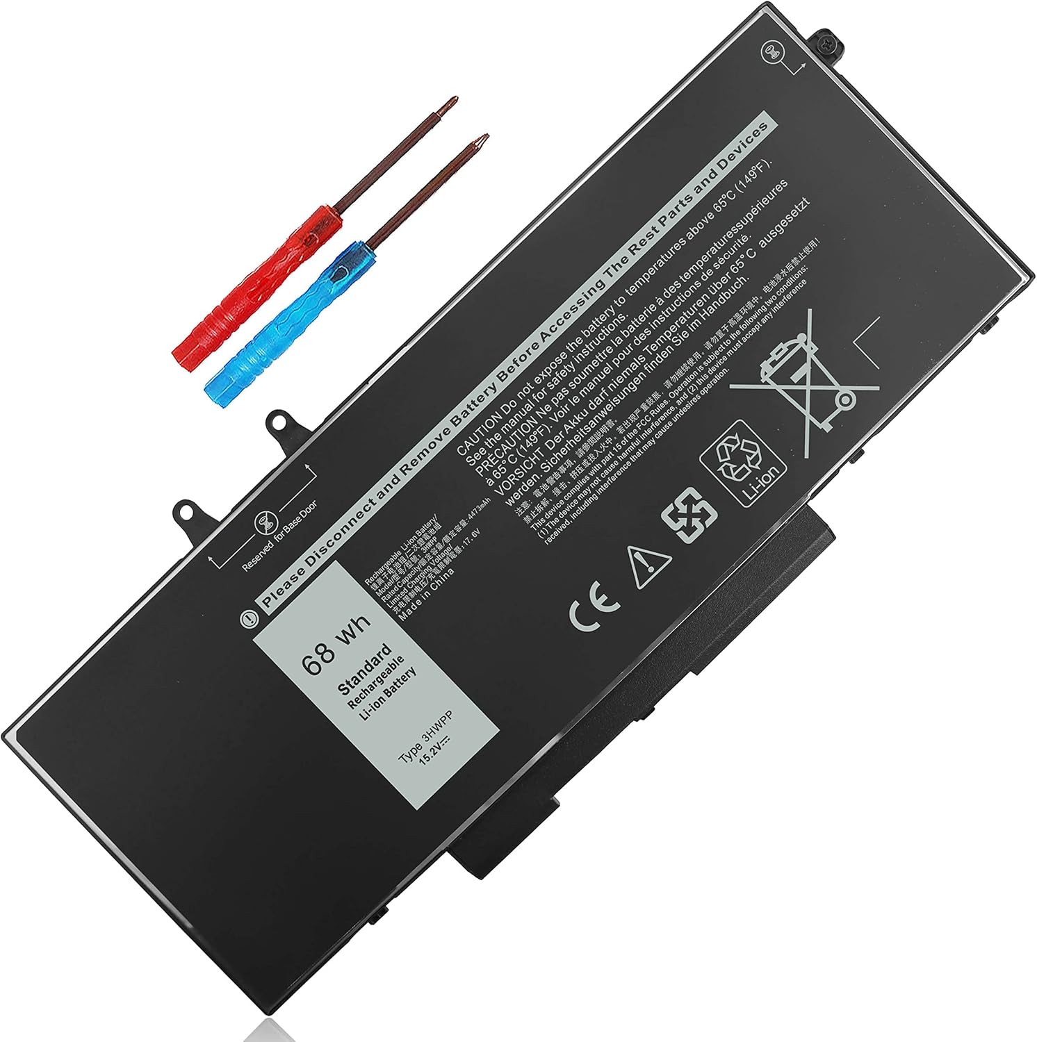 Reemplazo de batería de 68Wh 3HWPP 15.2V para Dell Inspiron 17 7500 7506 7706 2 en 1 Negro Latitude 5401 5410 5411 5501 5510 5511 E5401 E5410 E5510