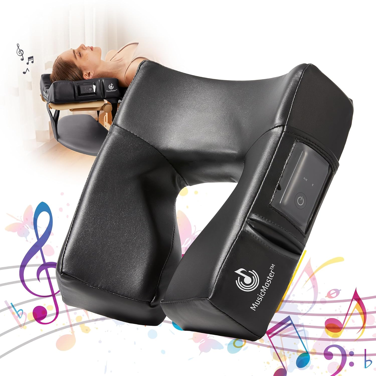 Master Massage Music Master – Cojín de alta fidelidad con sonido de alta fidelidad, almohada de masaje Bluetooth para reposar la cara hacia abajo,