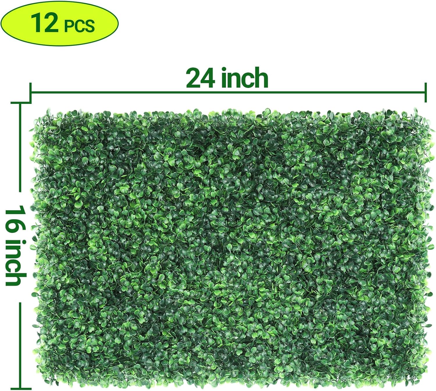 ZXMOTO Paneles de seto de boj artificiales, 12 piezas de 24 x 16 pulgadas, lujosos paneles de pared de boj verde sintético de 425 puntadas para