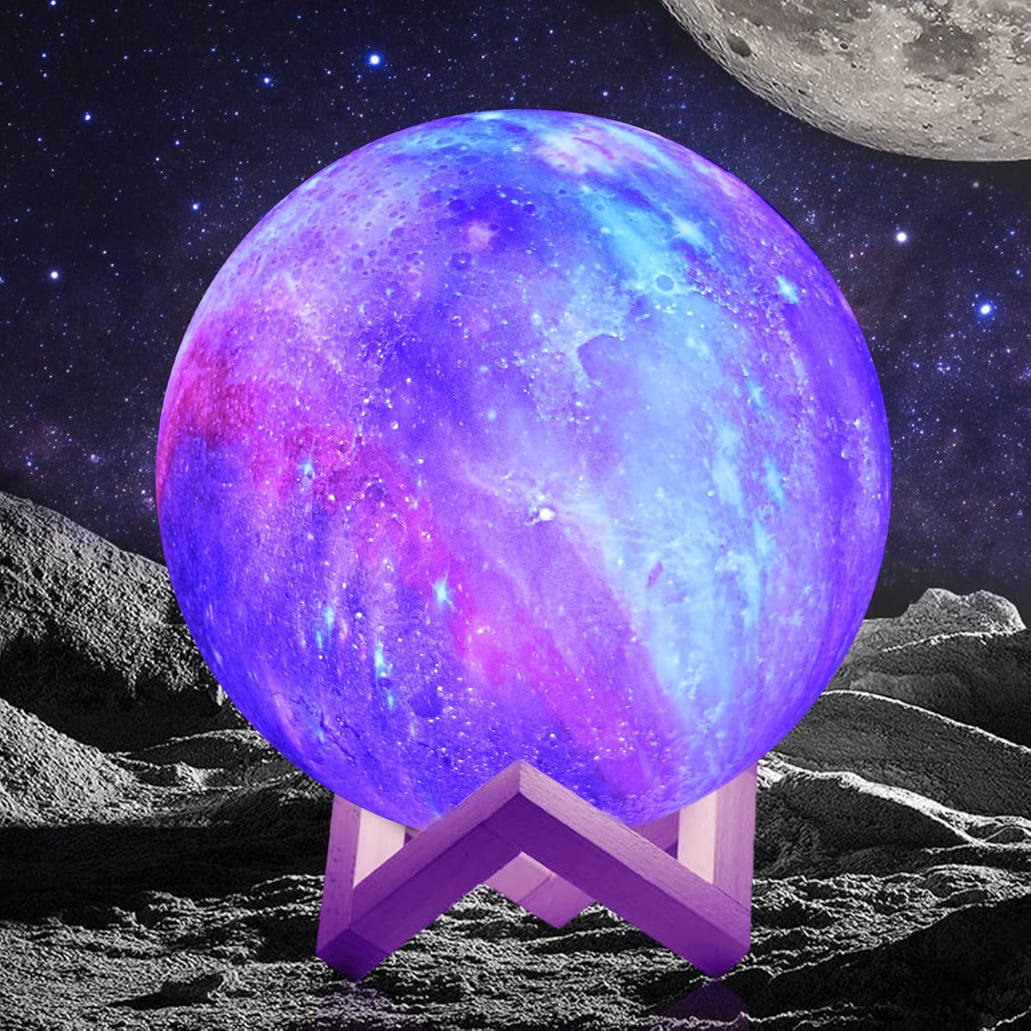 Lámpara de galaxia recargable para adultos y niños de 5.9 pulgadas, luces de luna de galaxia 3D para dormitorio, regalos únicos de Navidad para