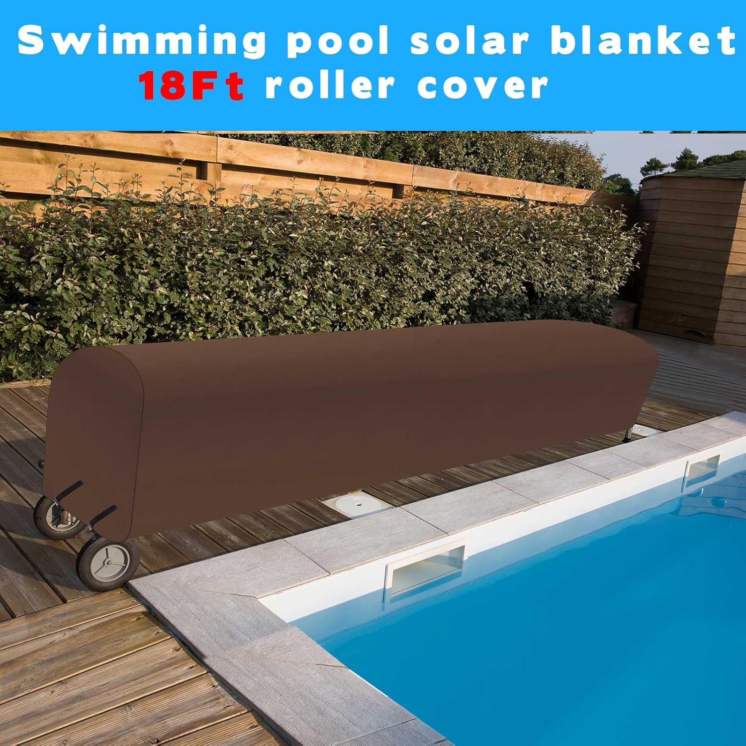 Woanger Cubierta de carrete de manta solar para piscina, impermeable, resistente a los rayos UV, cubierta de carrete solar para piscina enterrada