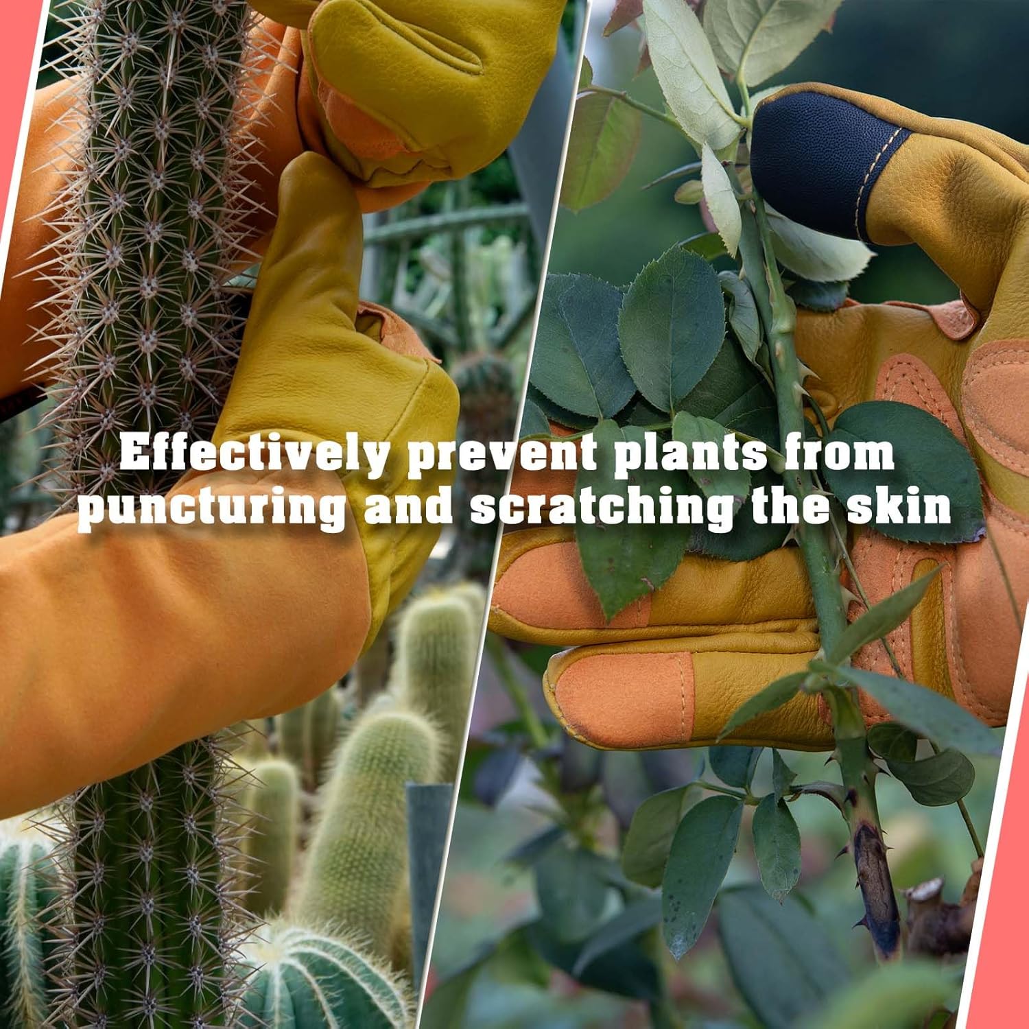 Guantes largos de jardinería para mujeres y hombres  Guantes de jardín de poda de rosas a prueba de espinas, guantes de cuero de vaca, los mejores