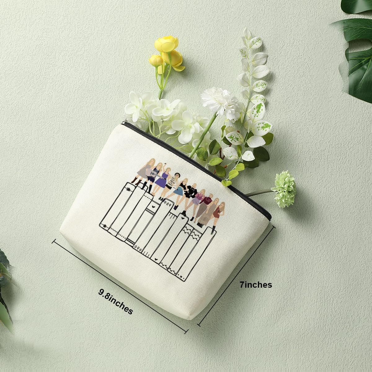 Bolsa de maquillaje inspirada en TS Fans Decoración de libros para amantes de la música, blanco671