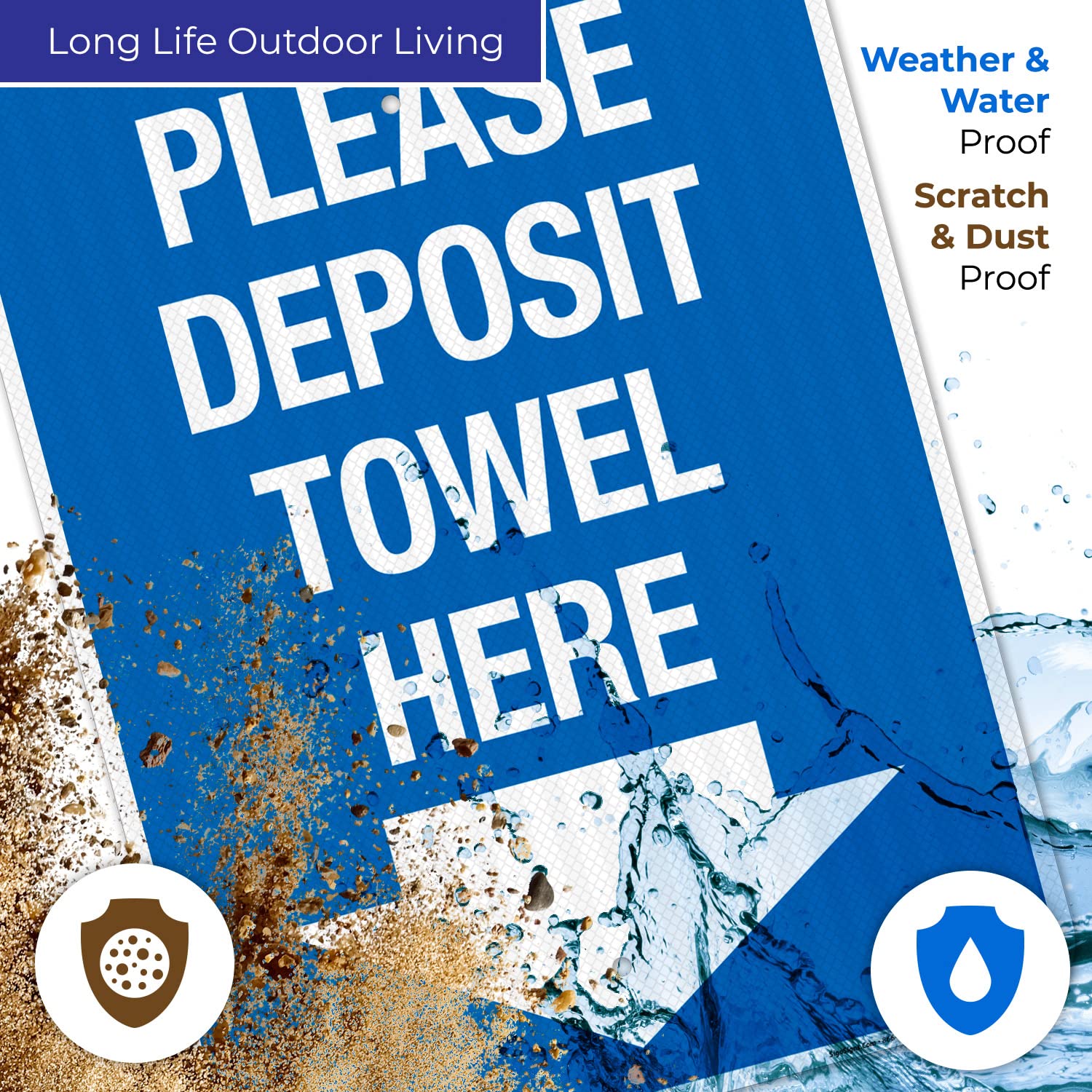 Please Deposit Towel Here With Downward Arrow Sign, 18×24 Inches, 3M EGP Reflective .080 Aluminum, Fade Resistant, Made in USA by Sigo Signs