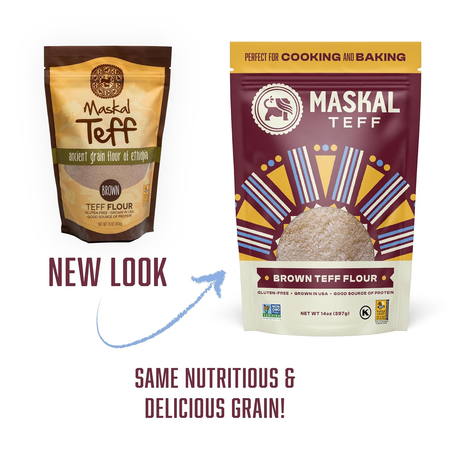 Maskal Teff Harina de Teff marrón, 14 onzas