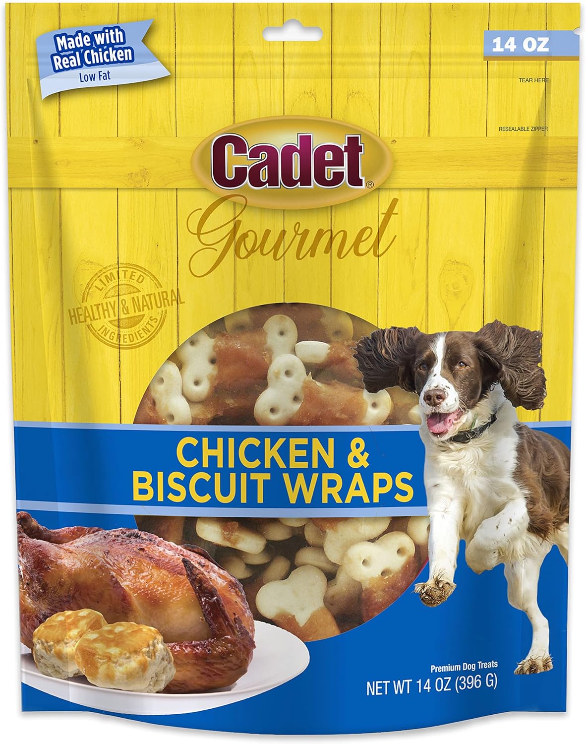 Cadet Envolturas gourmet de galletas envueltas en pollo para perros, 14 onzas