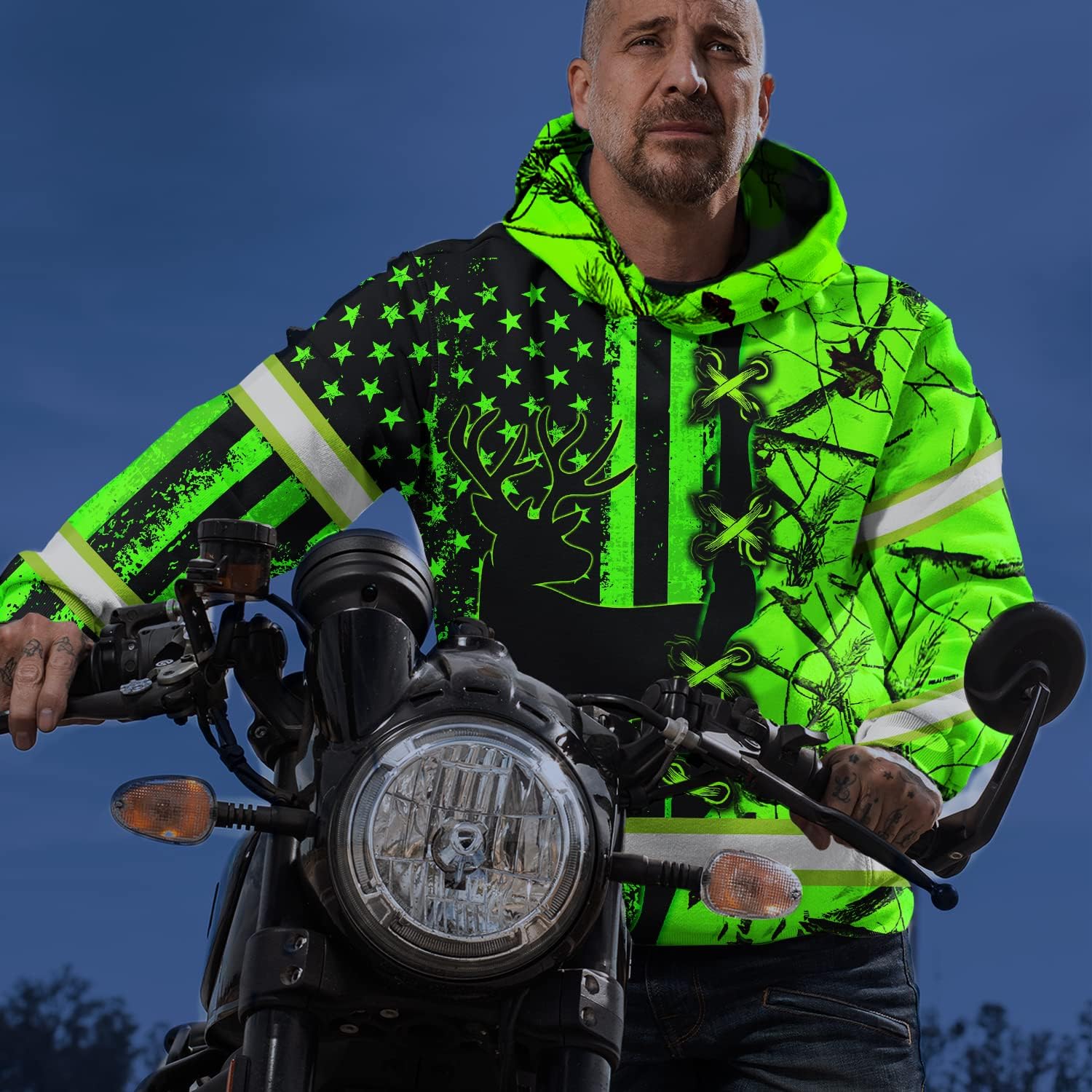 Matedecor Camisa de alta visibilidad para hombres, camisas de seguridad con bandera de EE. UU., ropa de trabajo con nombre personalizado para