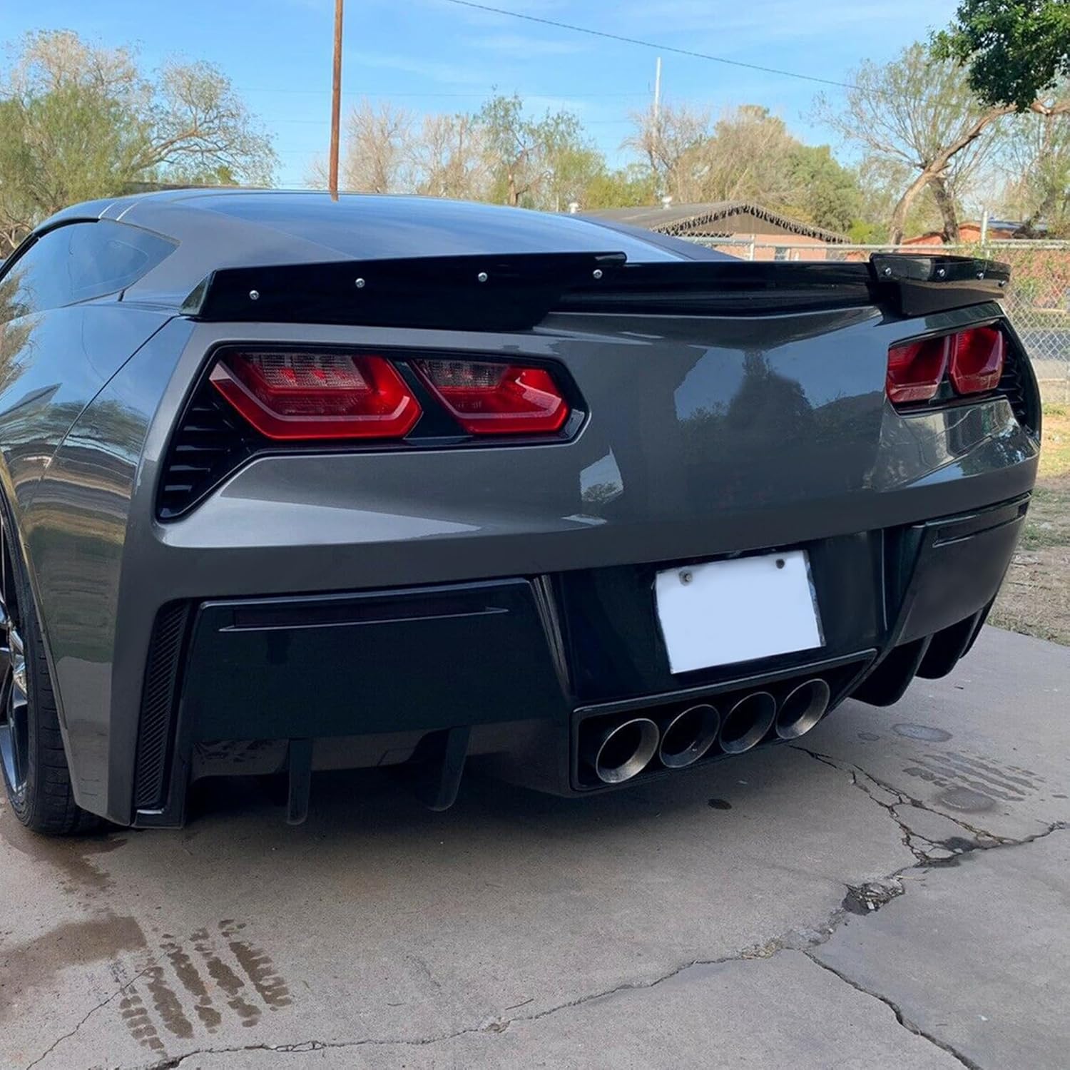 KUAFU Aletas difusoras inferiores de parachoques trasero compatibles con Chevrolet Corvette C7 2014-2019 2 pares de aletas difusoras de aire para