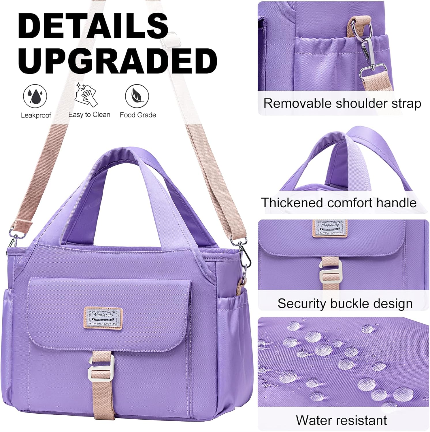 Lonchera para hombres y mujeres, lonchera grande aislada, bolsa de almuerzo a prueba de fugas para adultos, bolsa de almuerzo reutilizable con