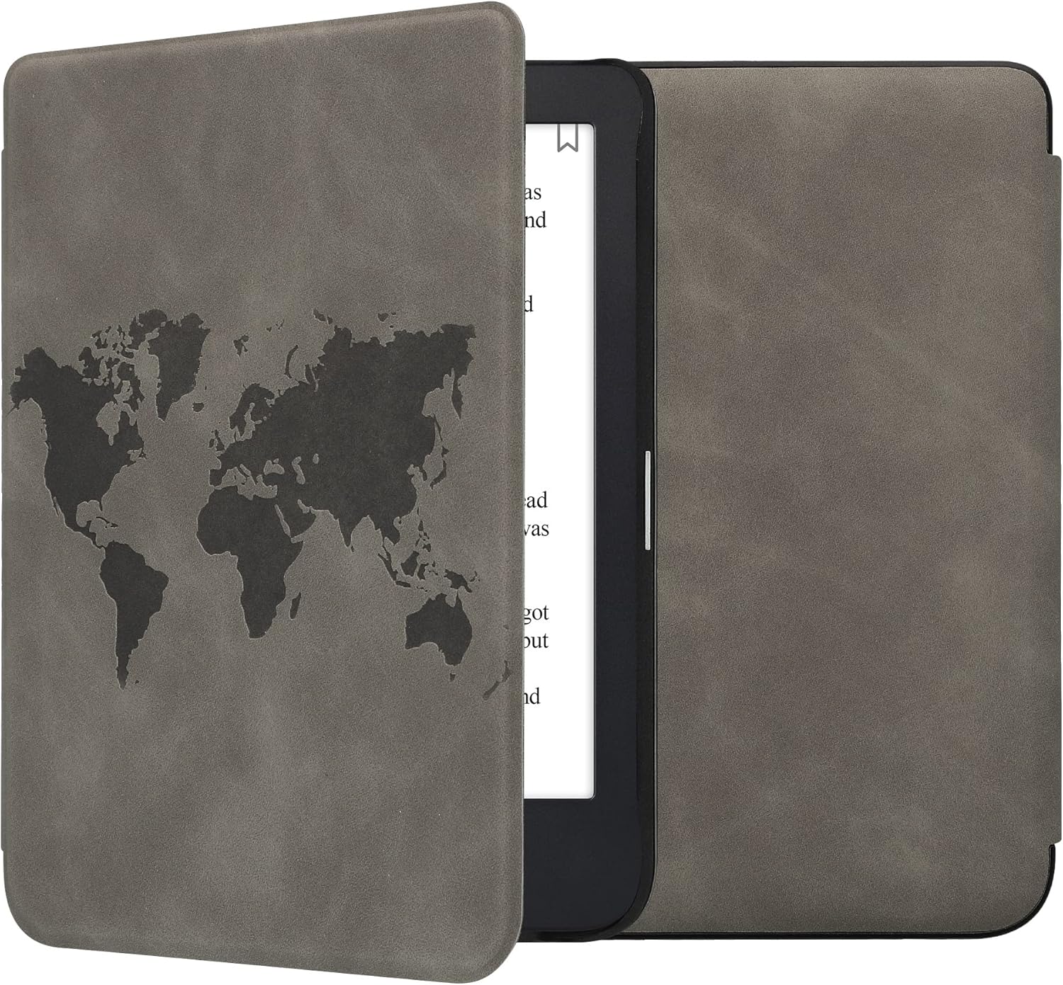 kwmobile Funda compatible con Kobo Clara 2E  Tolino Shine 4 – Funda para lector electrónico – Travel Outline Grey