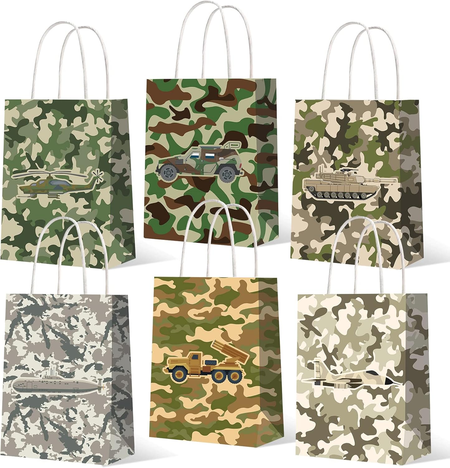 Paquete de 24 bolsas de regalo de camuflaje para fiesta de cumpleaños, bolsas de golosinas, bolsas de dulces con temática de camuflaje para niños y
