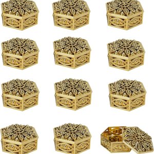 HAN SHENG 12 cajas hexagonales huecas para dulces, cajas de recuerdos de boda, cajas de almacenamiento de dulces, cajas de regalo, decoración de HAN SHENG 12 cajas hexagonales huecas para dulces, cajas de recuerdos de boda, cajas de almacenamiento de dulces, cajas de regalo, decoración de
