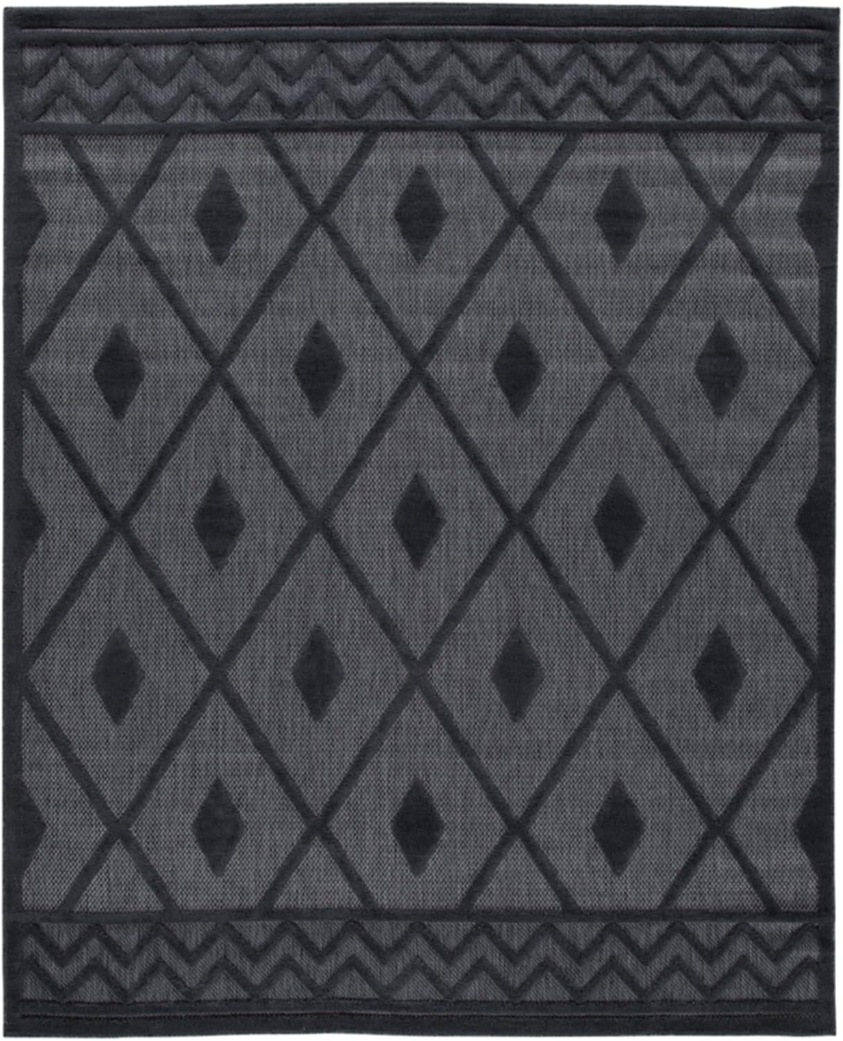 Signature Design by Ashley Averlain – Alfombra moderna para interiores y exteriores, 8 x 10, pelo mediano, color negro y gris