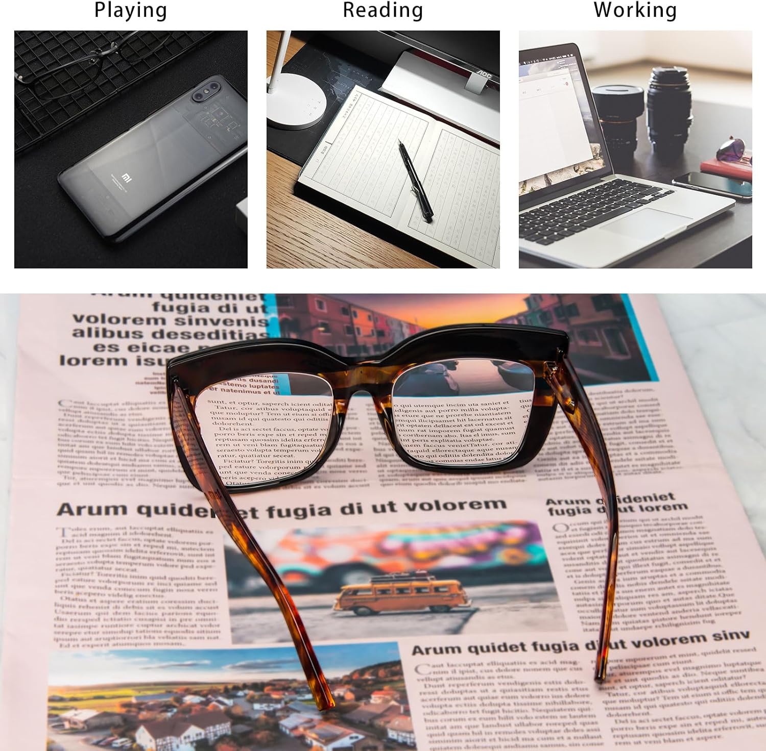 KoKoBin Paquete de 4 elegantes lentes de lectura de ojo de gato con marco grande para mujer, lectores retro de gran tamaño, bloqueo de luz azul