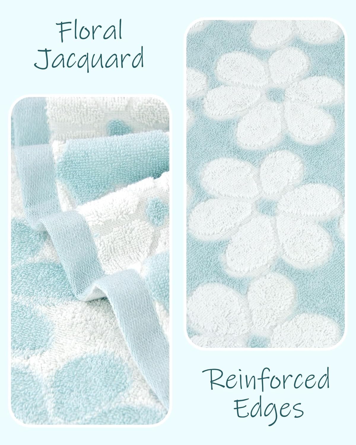 Jacquotha Juego de 2 toallas de baño de algodón para uso diario, toallas de ducha súper suaves y bonitas toallas de baño florales, toallas finas de