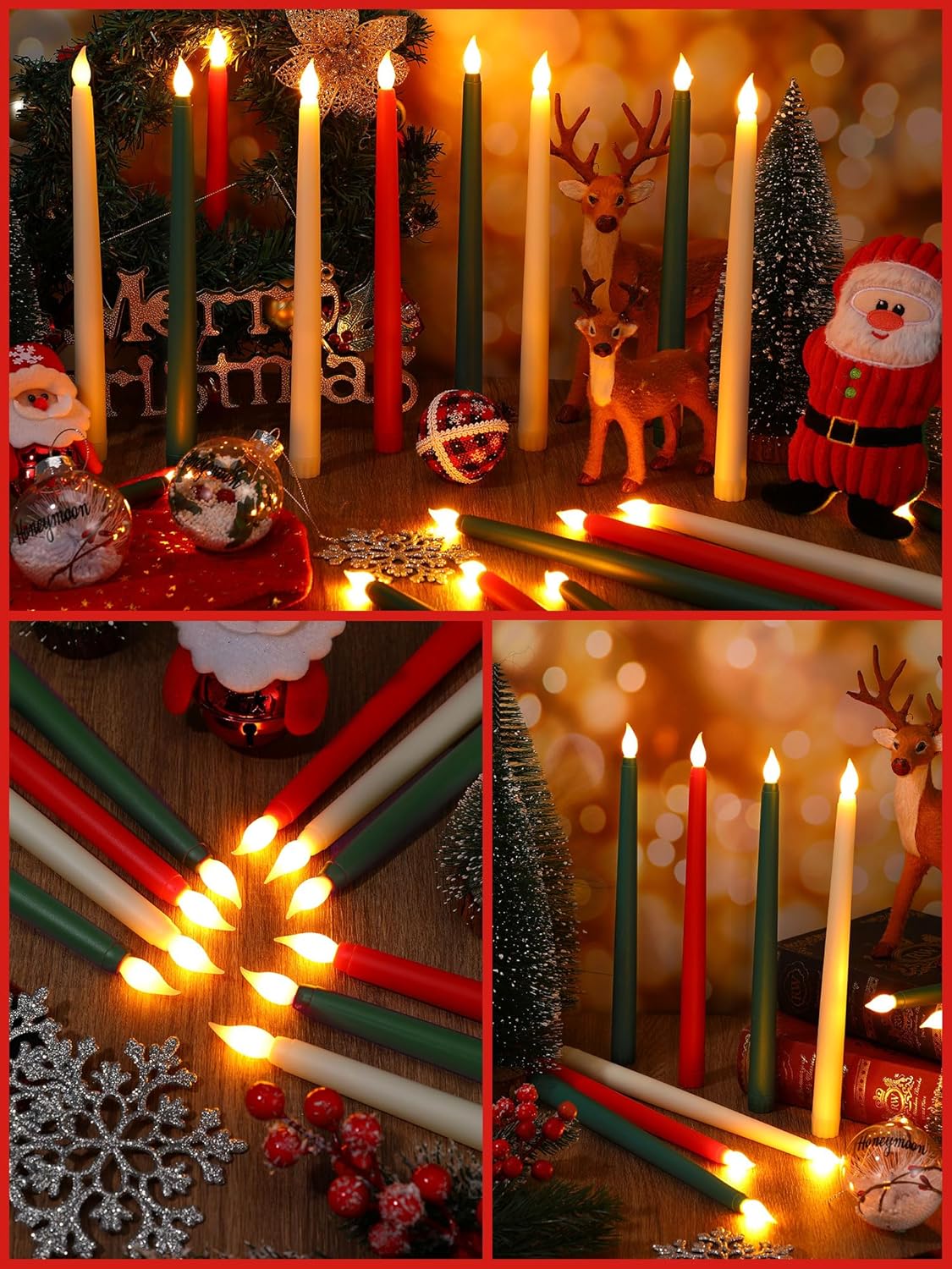 Funtery 48 velas LED sin llama, velas falsas que funcionan con pilas, velas a granel de 11 pulgadas, velas LED altas para Navidad, día de San