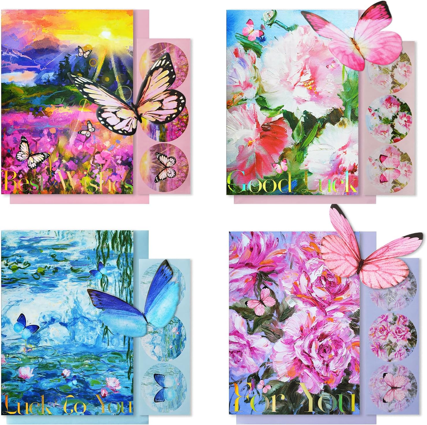 Thinking of You Tarjetas de cumpleaños, 4 tarjetas de motivo, tarjeta de despedida de compañero de trabajo, tarjeta de despedida para nuevo trabajo,