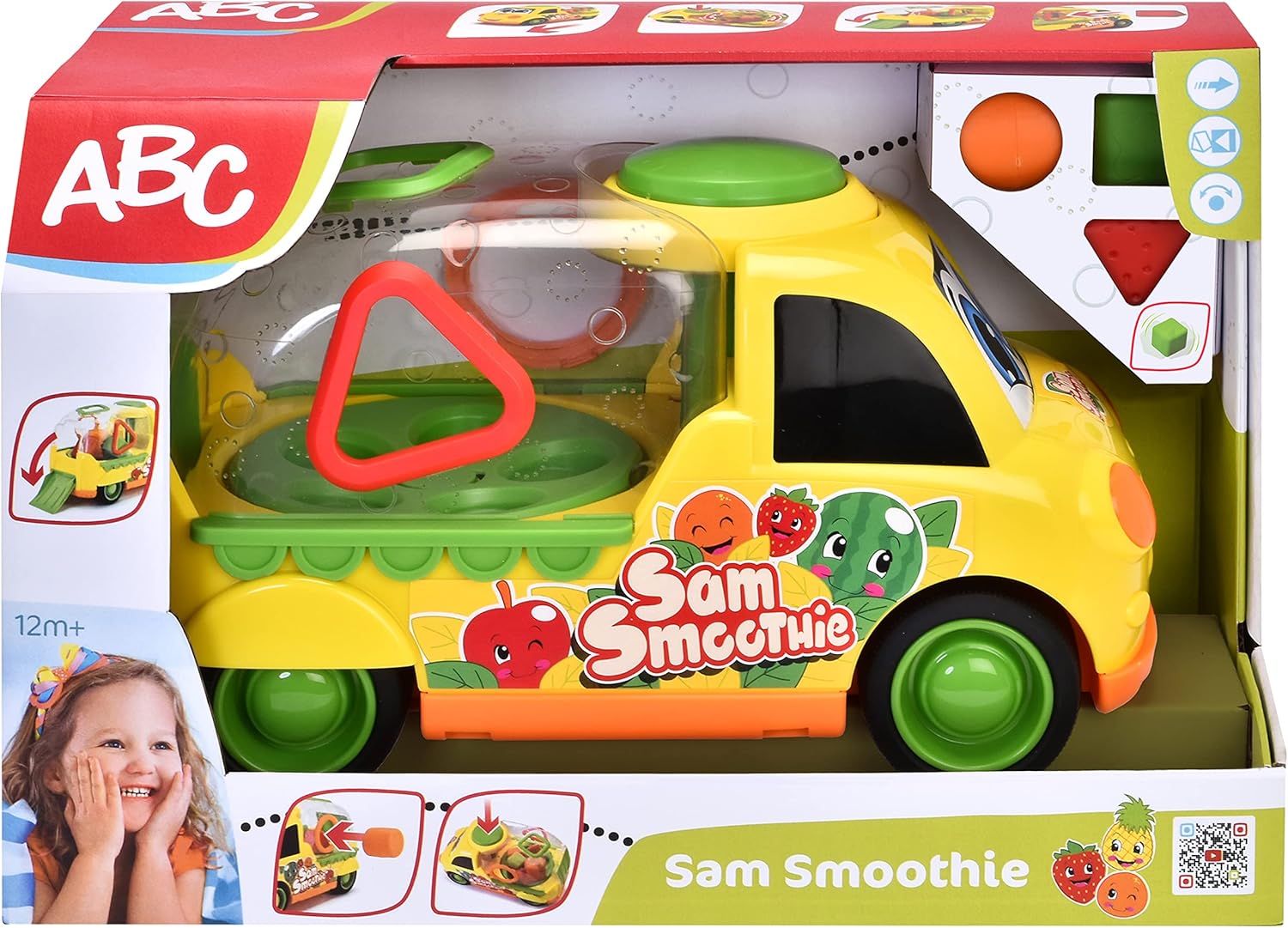 Dickie 204115007 ABC Sam Smoothie Fruit Themed Vehicle 30 cm Motor Skills 3 Fruits Included for Ages 12 Months and Above